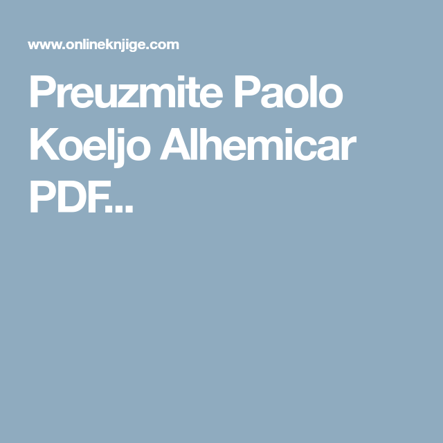alhemicar knjiga pdf